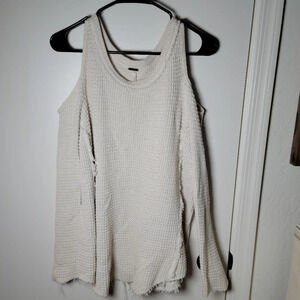 Free People Raw Edge Cold Shoulder Sweater | 100% Cotton | Size M